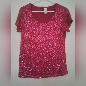 Sequin Red Women's Top